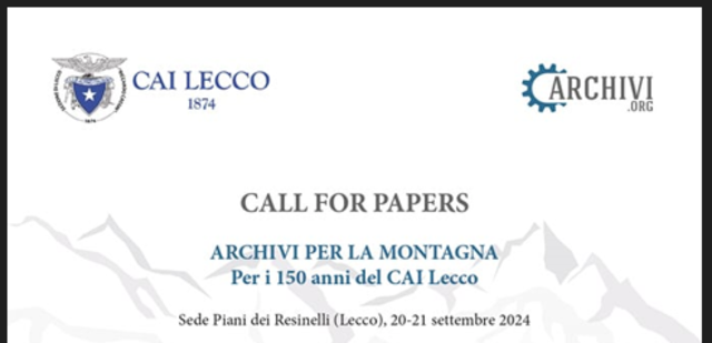 Archivi.org e Club Alpino Italiano Lecco - Call for papers