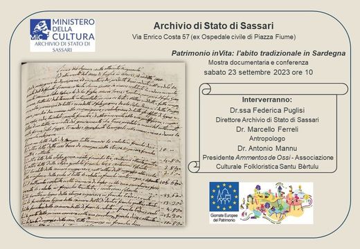#GEP2023 Giornate Europee del Patrimonio - Archivio di Stato di Sassari